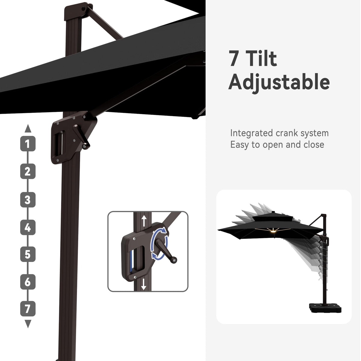 10' X 13' Cantilever Patio Outdoor Umbrella with Base and Led