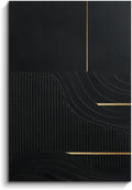 Hand-Painted Black & Gold Abstract Wall Art, Modern Textured Oil Painting | Original Canvas Artwork Bedroom