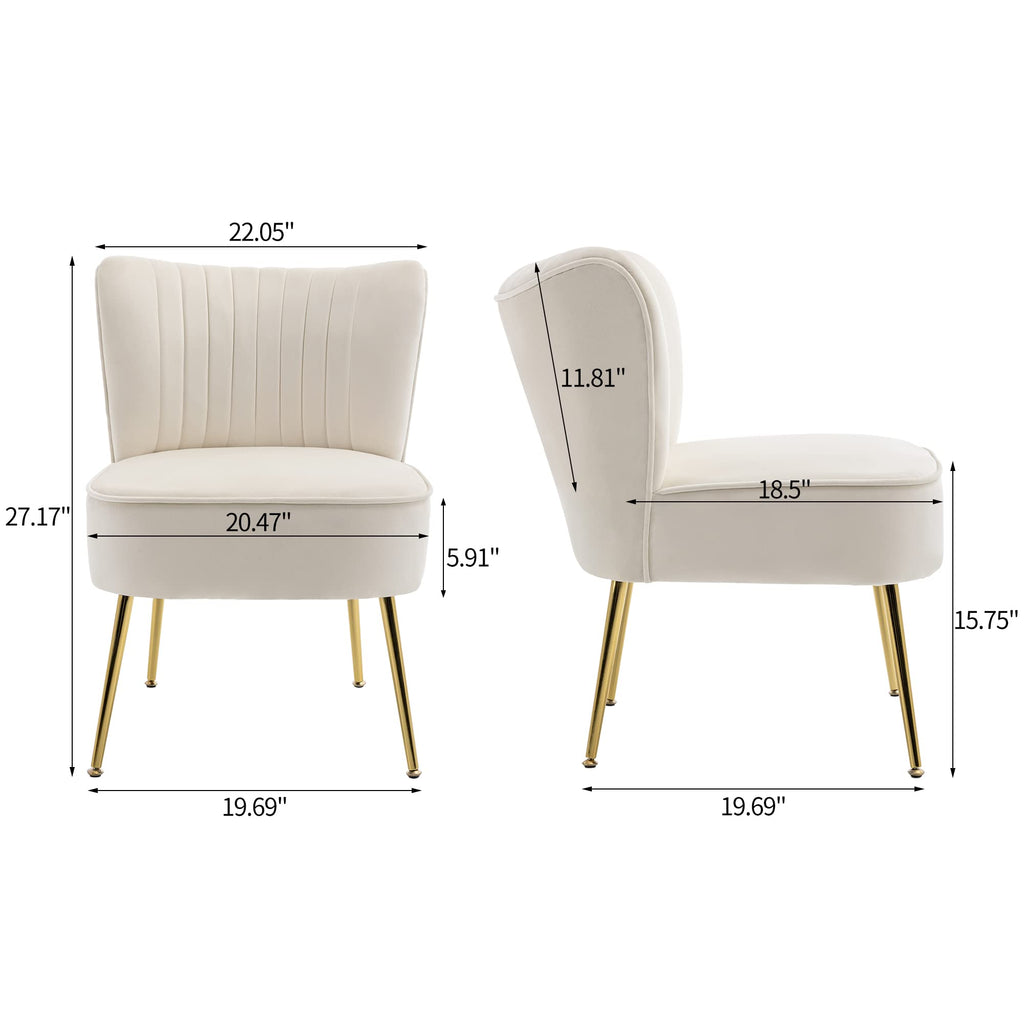 Modern Velvet Accent Chair Set of 4, Side Chair, Beige