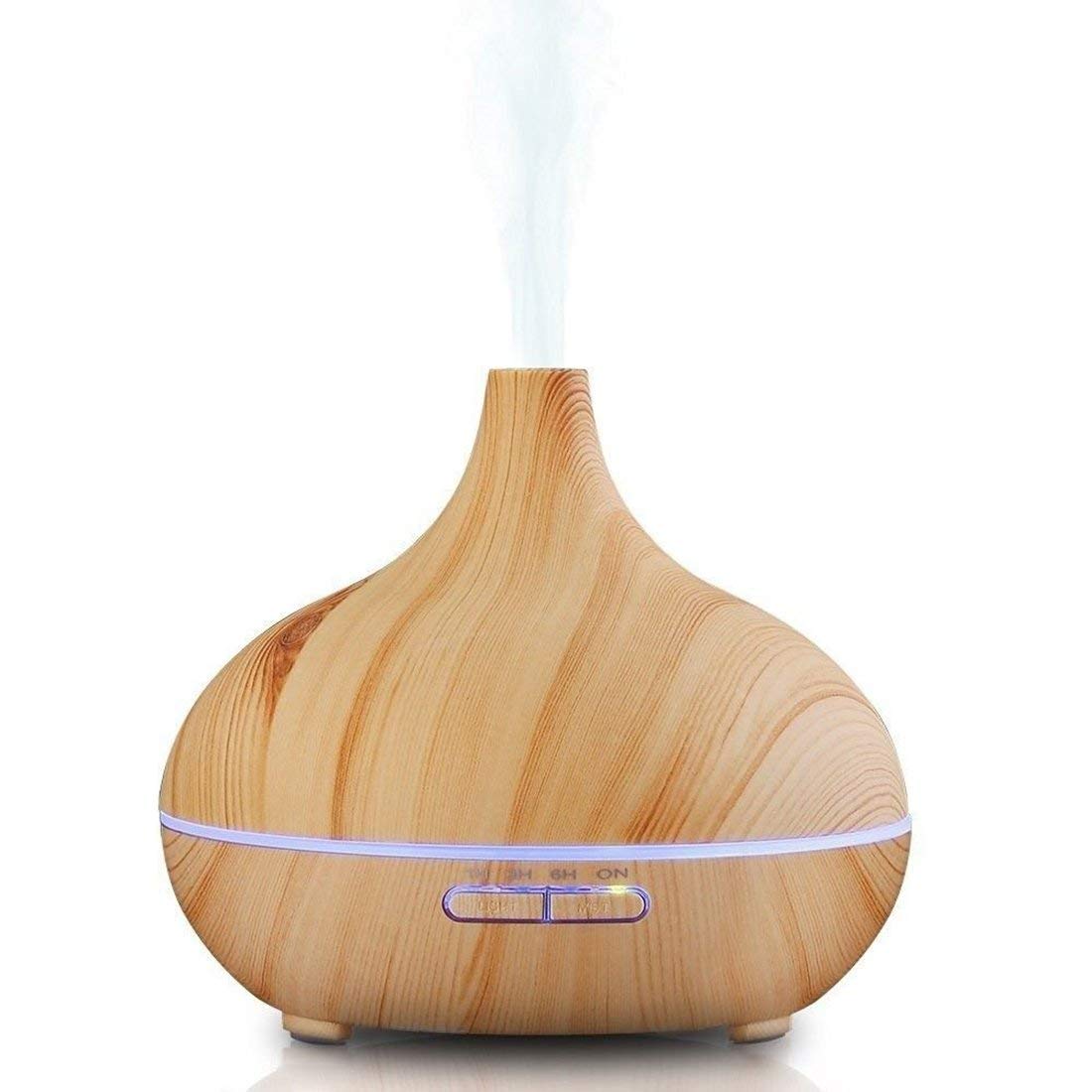 Aroma Essential Oil Diffuser, 500ml Wood Grain Ultrasonic Cool Mist Whisper-Quiet Humidifier with Color LED Lights
