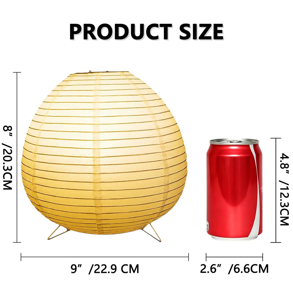Inspired Noguchi Style Rice Paper Table Lamp 8-inch Tall