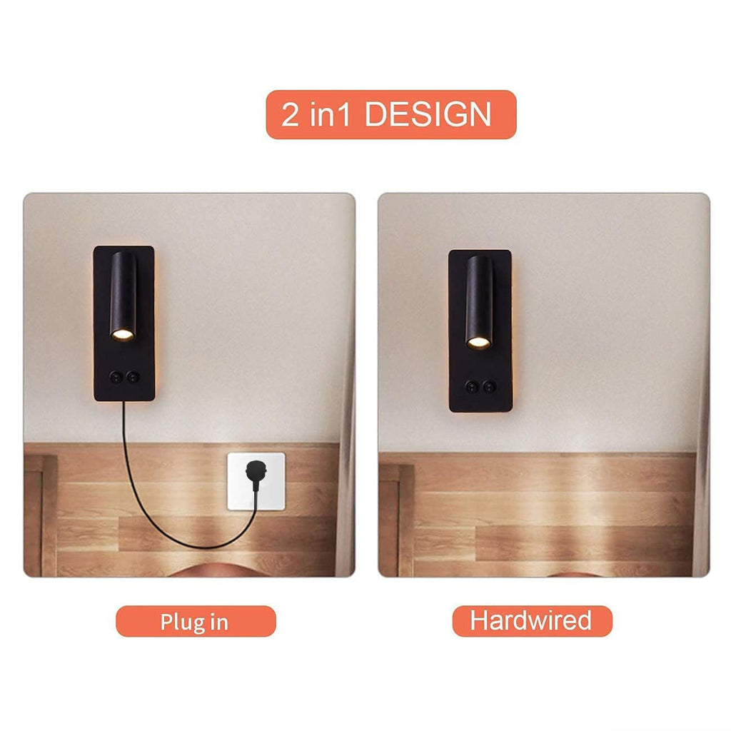 LED Reading Wall Lights, Backlight Night Wall Lamp, Plug in Cord Adjustable Wall Sconces, Book Reading Lamps