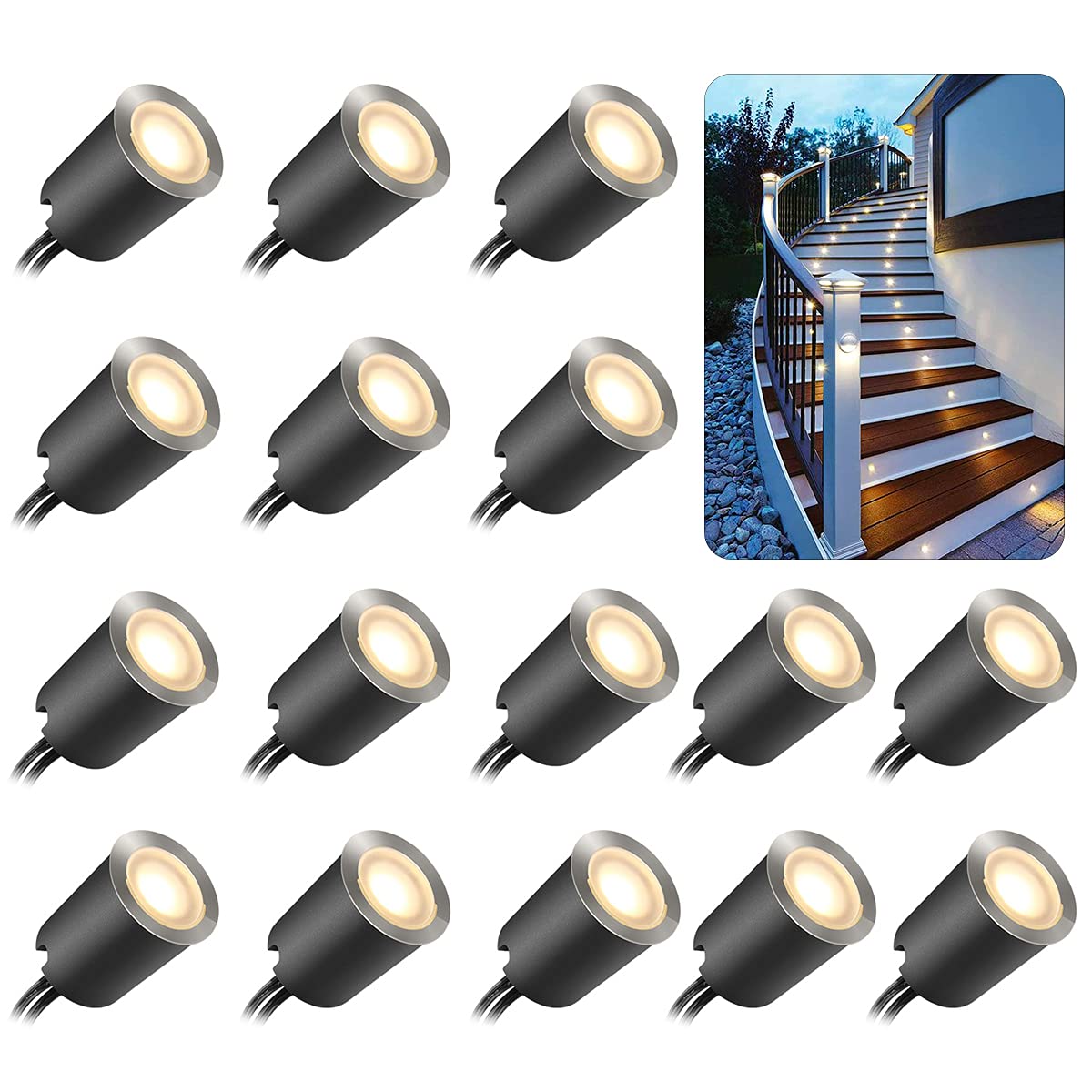 Recessed LED Deck Light Kits with Protecting Shell φ32mm, Outdoor LED Landscape Lighting IP67 Waterproof,12V Low