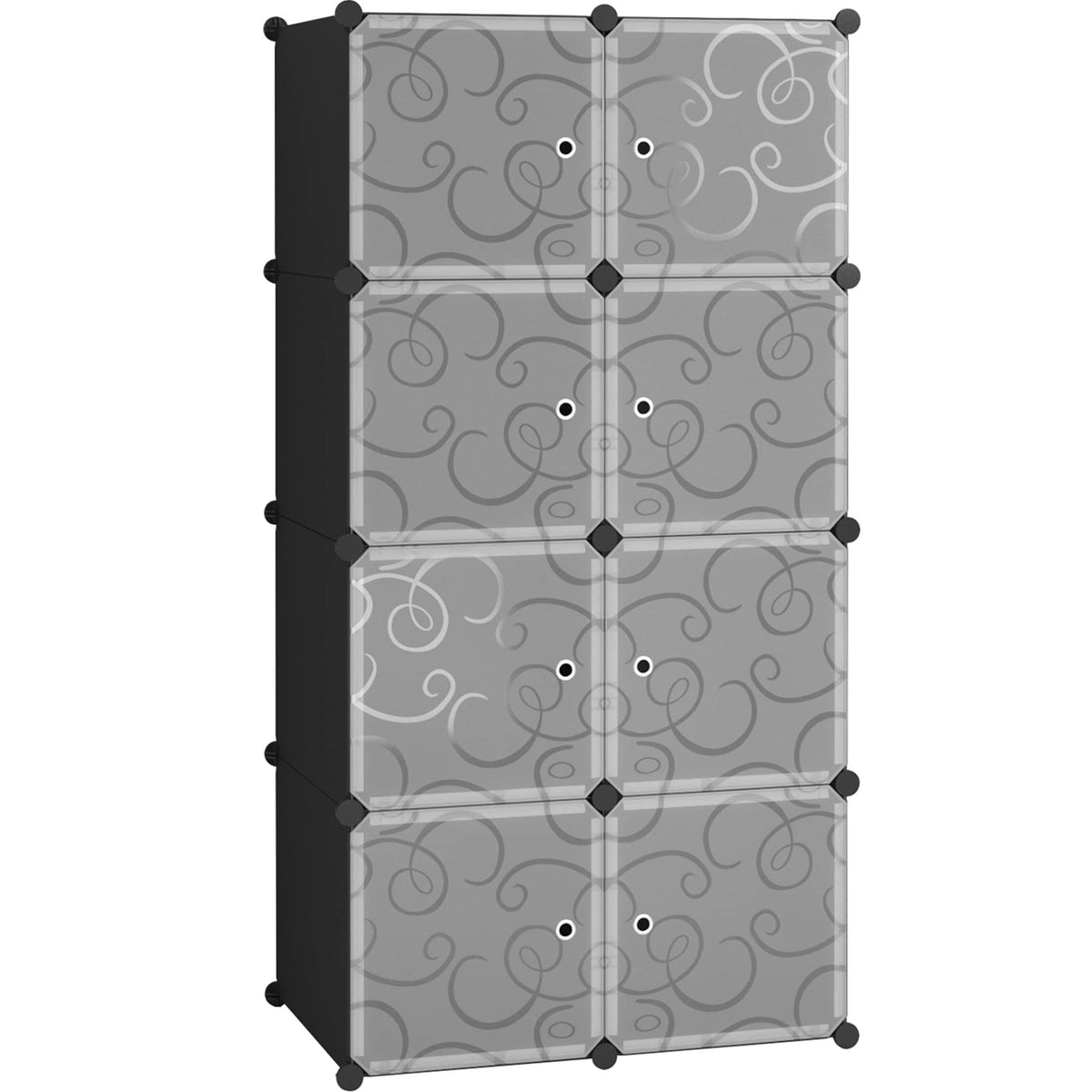 8-Cube Storage Organizer with Door Cube Shelf Closet Cabinet Black