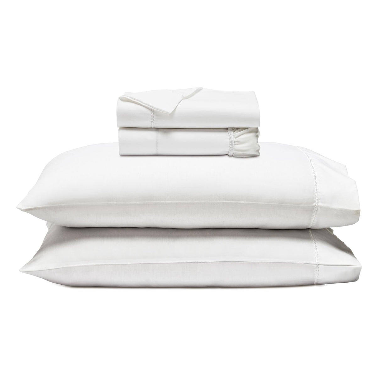 Cotton Blend 600 TC Embroidered Hem Bed Sheets, White