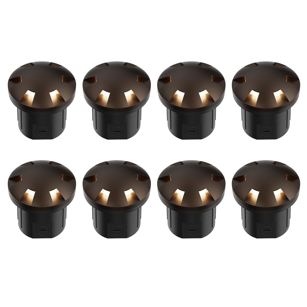 Landscape Lighting 8PK Low Voltage Well Lights 6 Watt LED 120 Lumen 12V AC In-Ground Lights 3000K Warm White