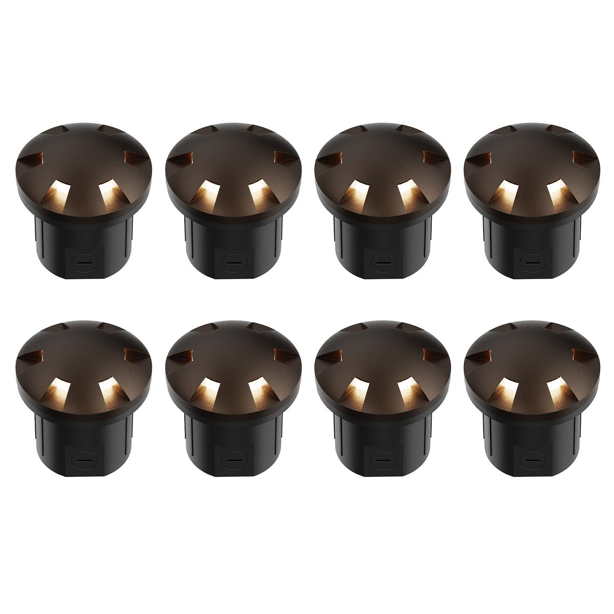 Landscape Lighting 8PK Low Voltage Well Lights 6 Watt LED 120 Lumen 12V AC In-Ground Lights 3000K Warm White