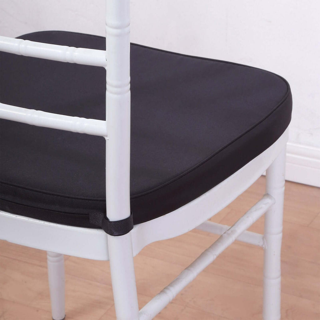 5 PCS | Black Chiavari Chair Cushion Chair Pad with Attachment Straps Party Event Decoration - 2" Thick