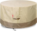 Round 44 Inch Fire Pit Cover - Waterproof 600D Heavy Duty - Fits 40-44 Inch Outdoor Fire Pit Tables - Beige