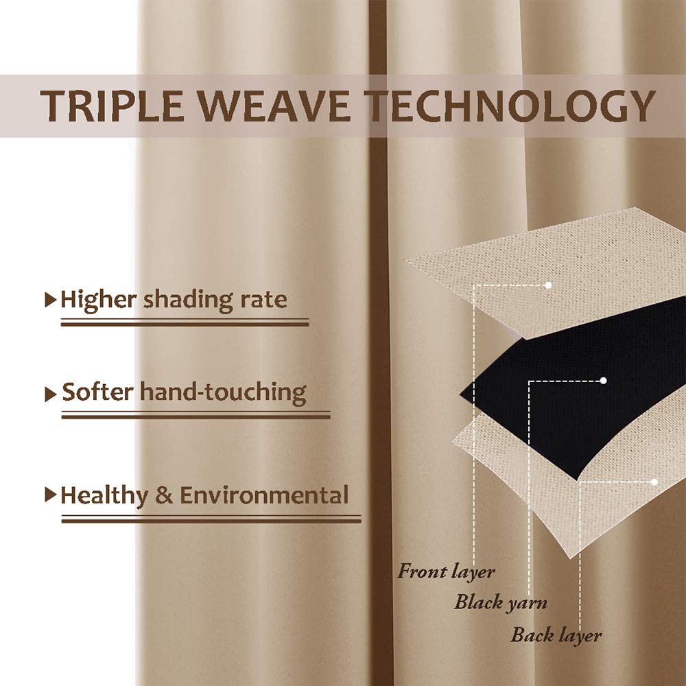 Indoor & Outdoor Curtain Waterproof 108" Long, Triple Weave Sunlight Blocking Thermal Insulated Privacy Room