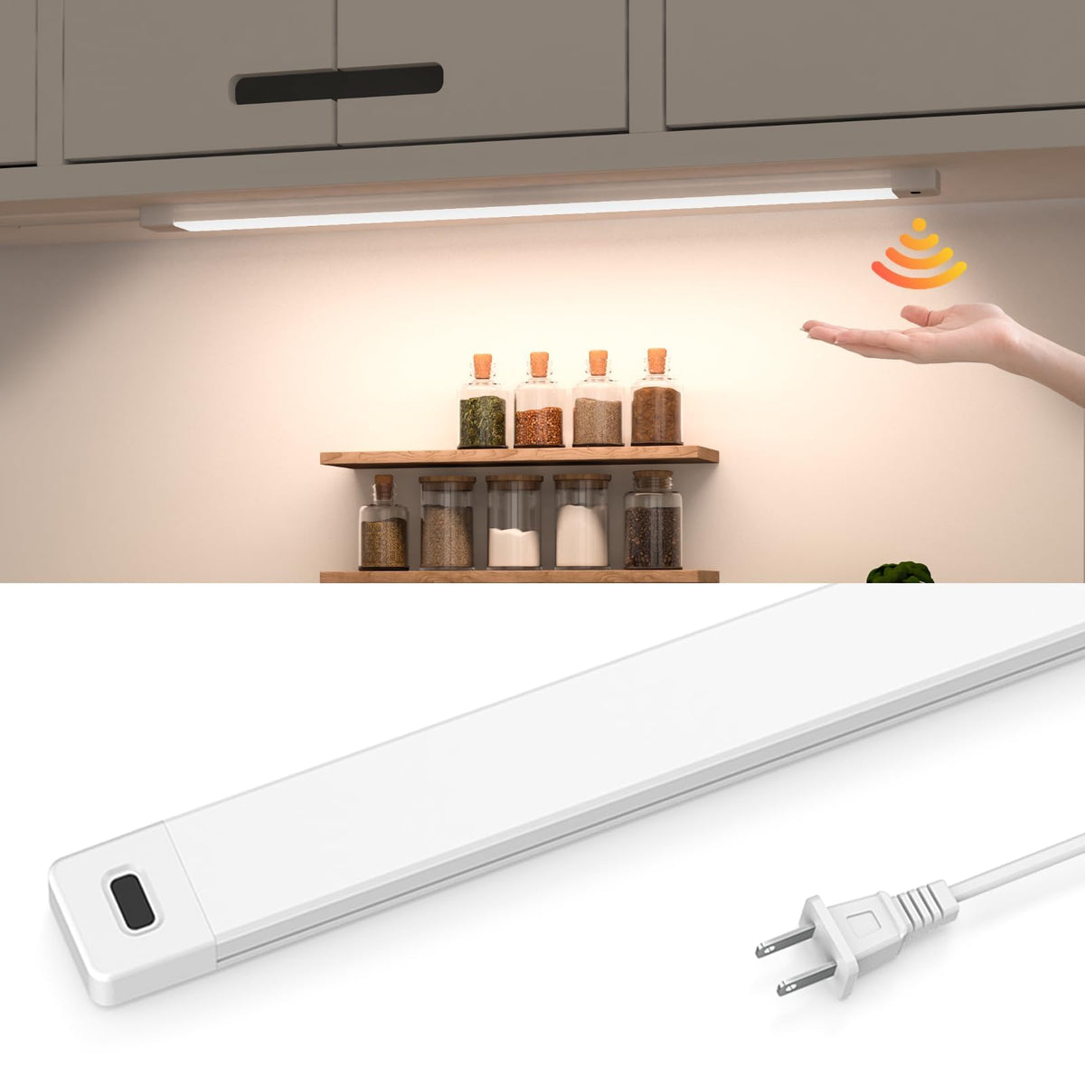 16 Inch Under Cabinet Lights with Hand Wave,Plug and Play