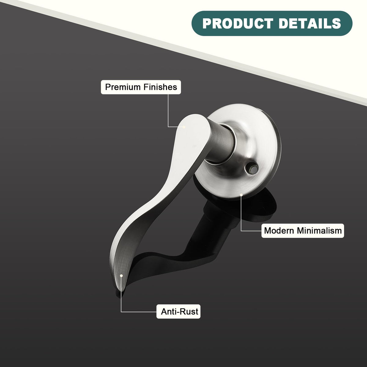 6 Pack Half Dummy Lever Door Handles Brushed Nickel Wave Left-Handed Door Lever Non-Turning Lock Interior Closet