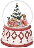 100MM 6" Musical Christmas Snow Globe with Dogs Around a Christmas Tree - Plays "O Christmas Tree" - Glitterdome