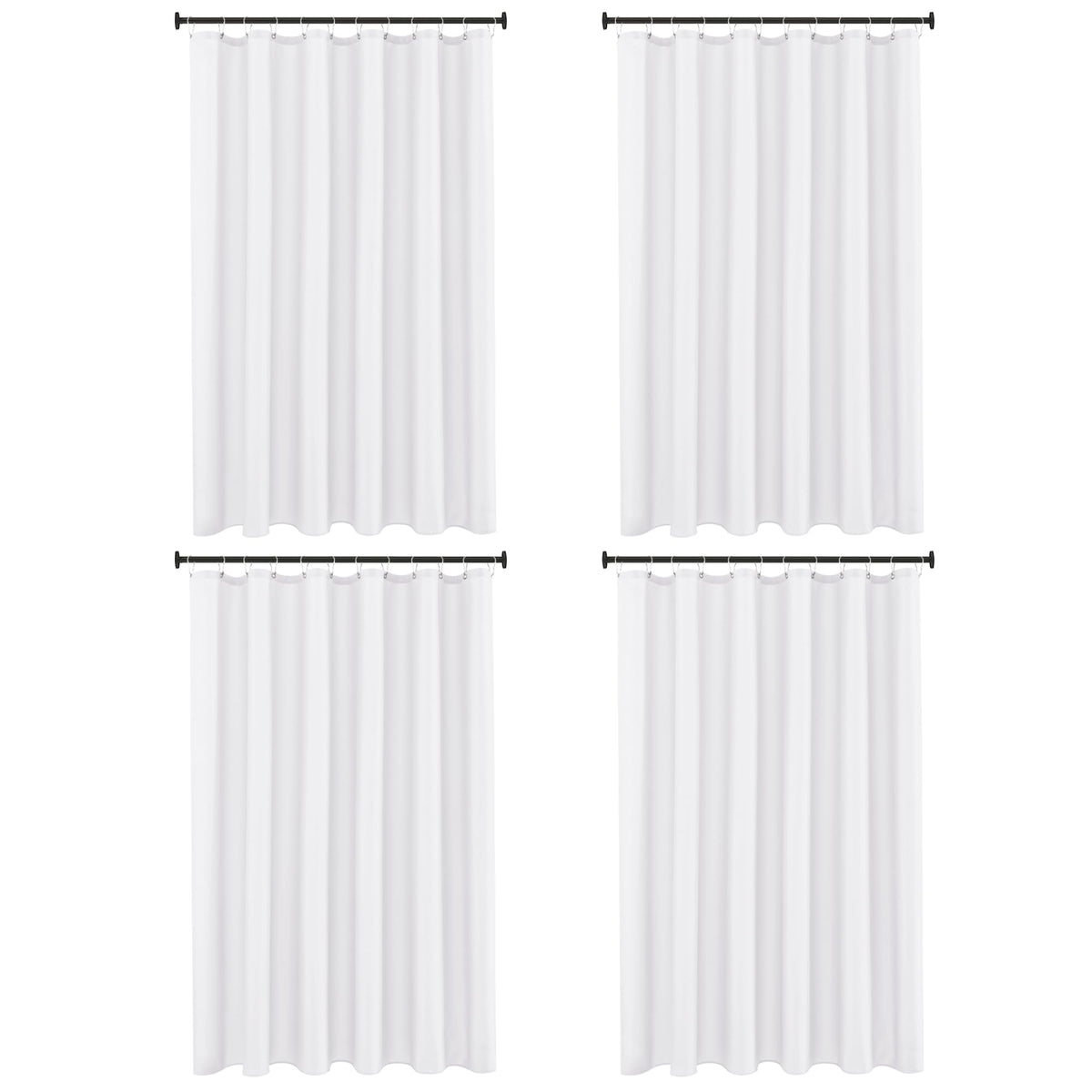 Fabric Shower Curtain Liner 72x72 Inch-White Shower Liners with Magnets