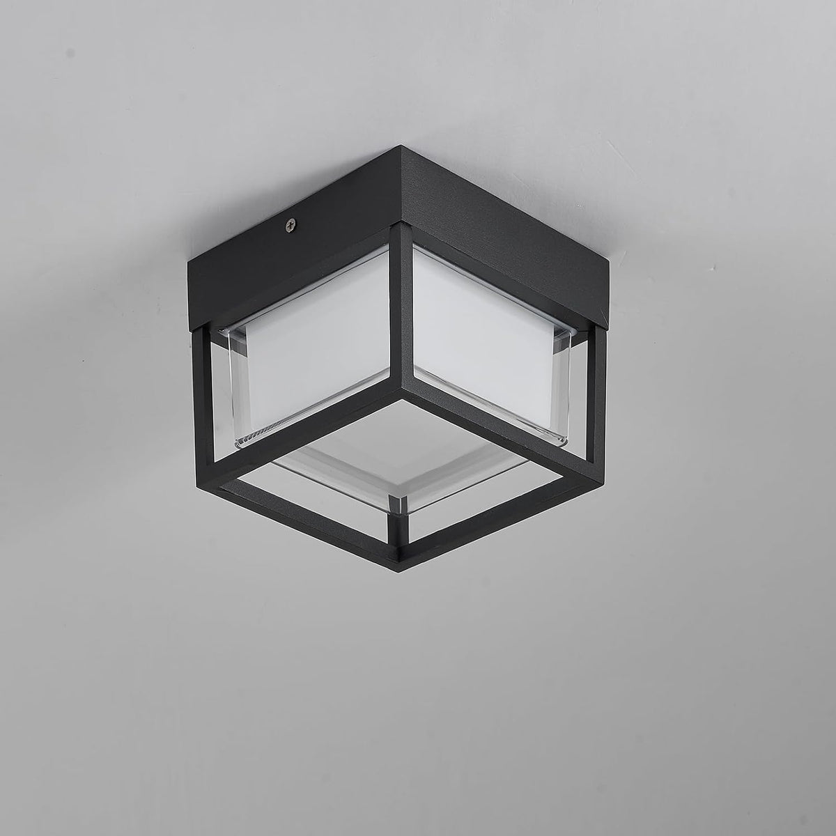 Outdoor Ceiling Porch Light LED Flush Mount for Wall or Ceiling, Square Exterior Wall Lamp for Front Porch,Garage