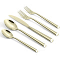 Champagne Gold Silverware Set 18/10 Stainless Steel Flatware Set, Hand Forged Mirror Finished Thick Handle Cutlery