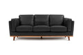 Artisan Full Leather Sofa 88" | Pure Full Italian Nappa Leather Couch, Solid Wood Accent, Ultimate Comfort, Black