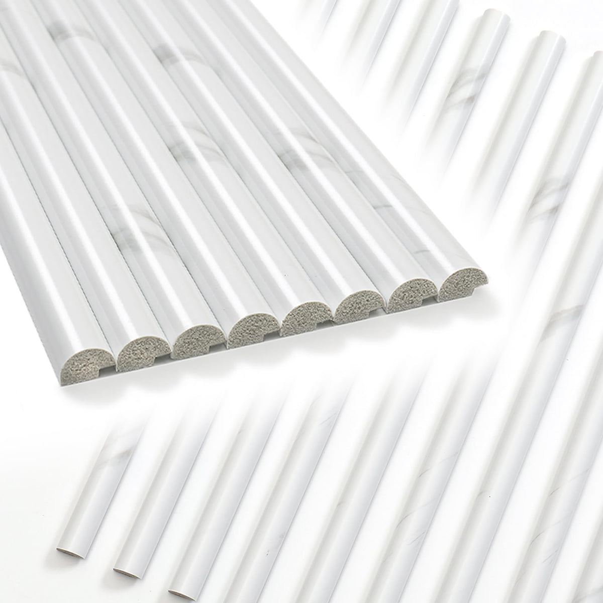 10-Pack Peel and Stick Tile Trim for Backsplash - 12" Self-Adhesive PVC Molding Edge, Decorative Pencil Tile Edging