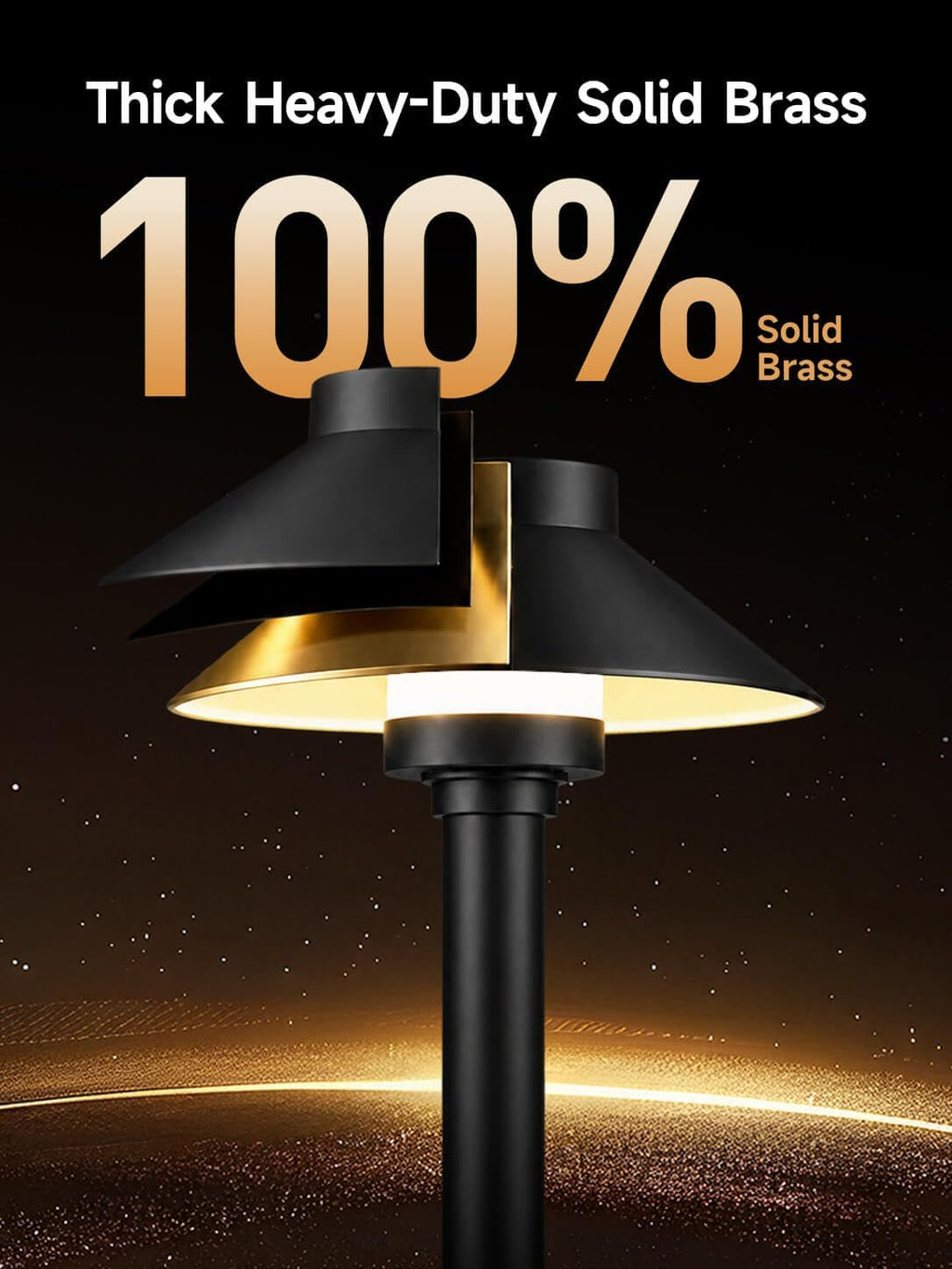 Solid Brass Low Voltage Hat-Top Path Light, Black, G4 2700K 12Pk