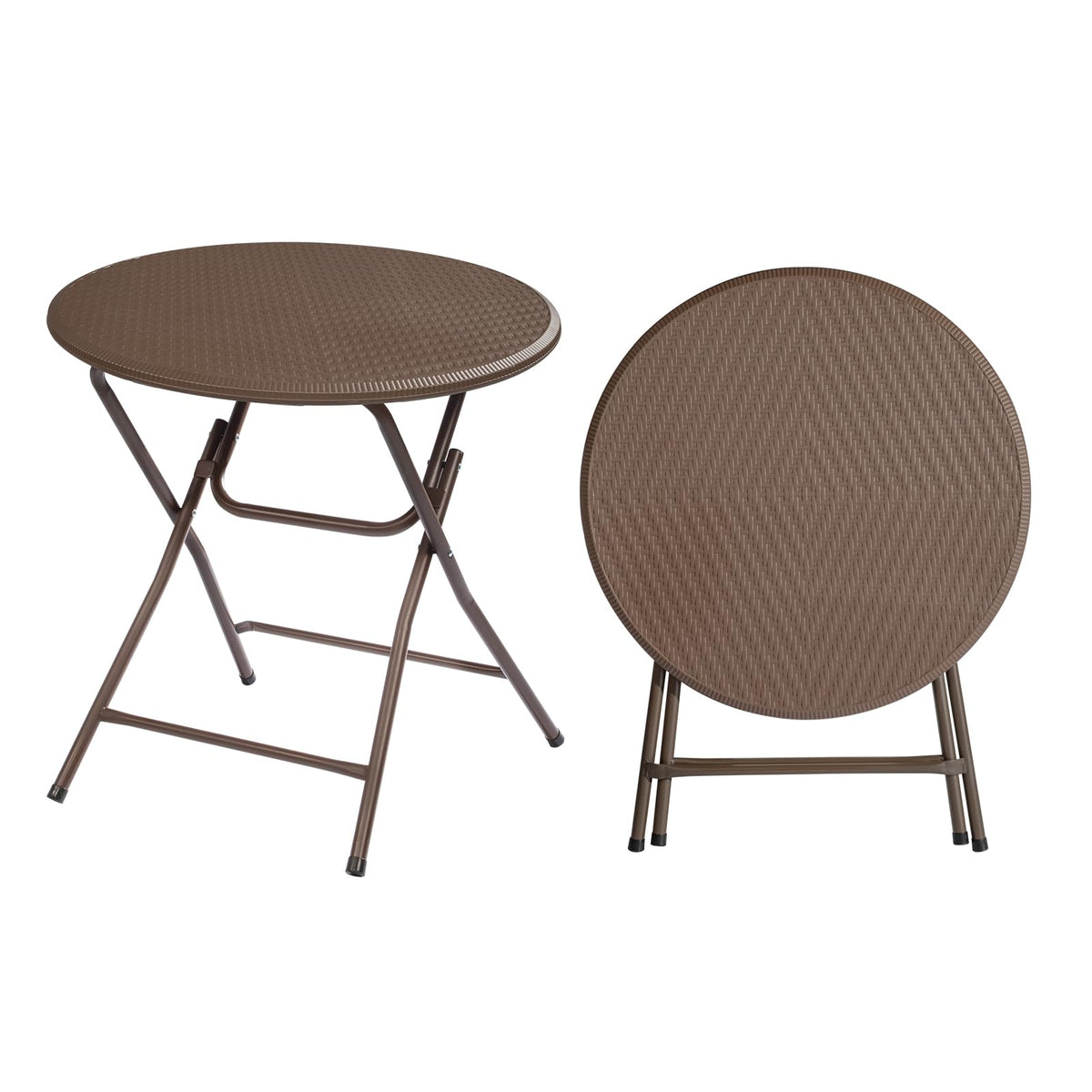 32" Round Folding Commercial Banquet Table, Portable Plastic Coffee Card Dining Table or Outdoor Party Wedding Event