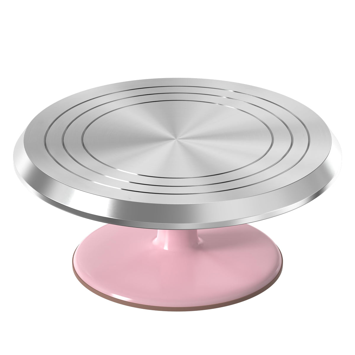 12 Inch Pink Aluminum Alloy Revolving Cake Stand for Cake Decorating