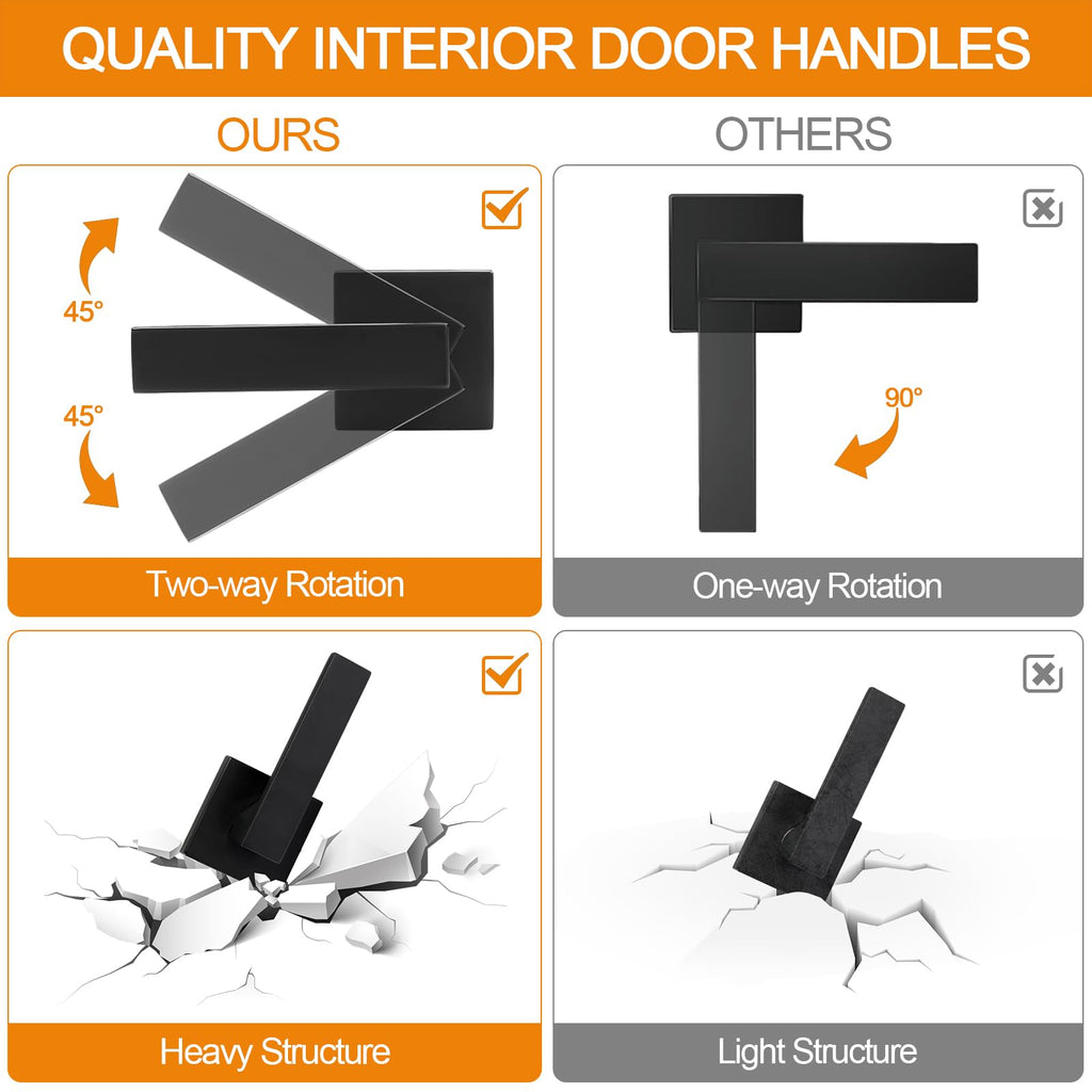 5 Pack Passage Door Handles Matte Black Door Levers, Interior Door Knobs