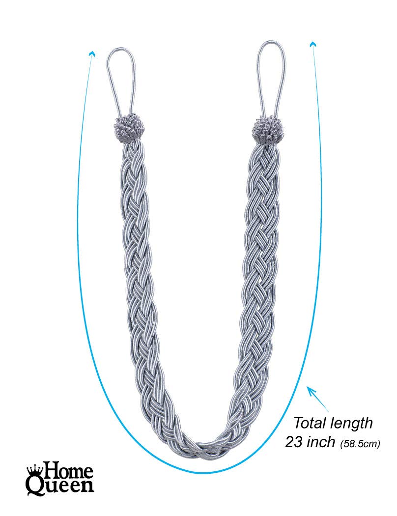 Handwoven Rope Curtain Tiebacks for Drapes, 6 Pack Rope Holdbacks with Hooks, 23 Inch Long Polyester and Cotton