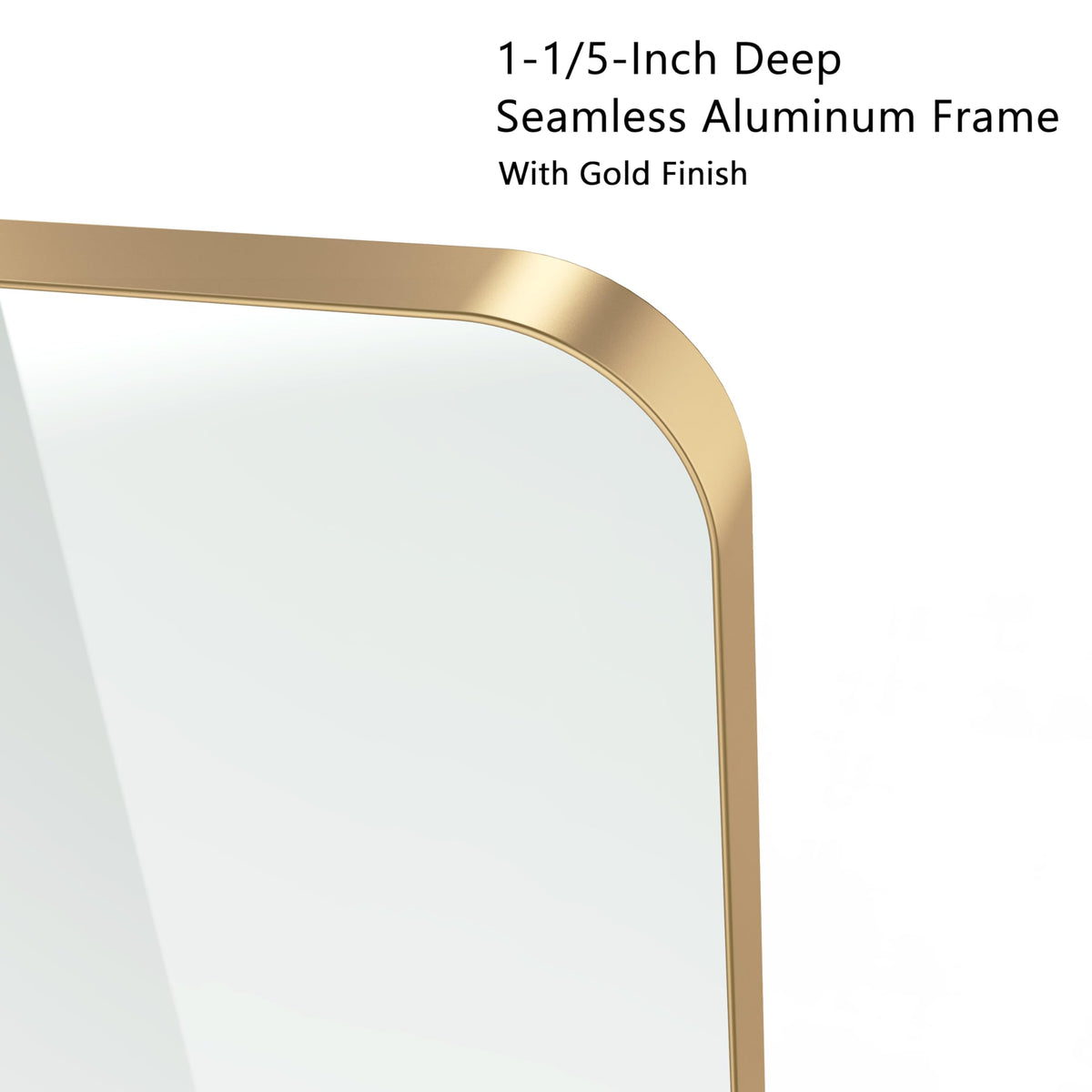 Gold Bathroom Mirror for Wall, 24 x 36 Inch Metal Framed Rounded Rectangle Vanity Mirror Modern Farmhouse, 1/4-inch