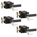 Keyed Alike Entry Door Handles with Lock and Keys, Matte Black Entry Door Lock Sets for Exterior & Interior Doors