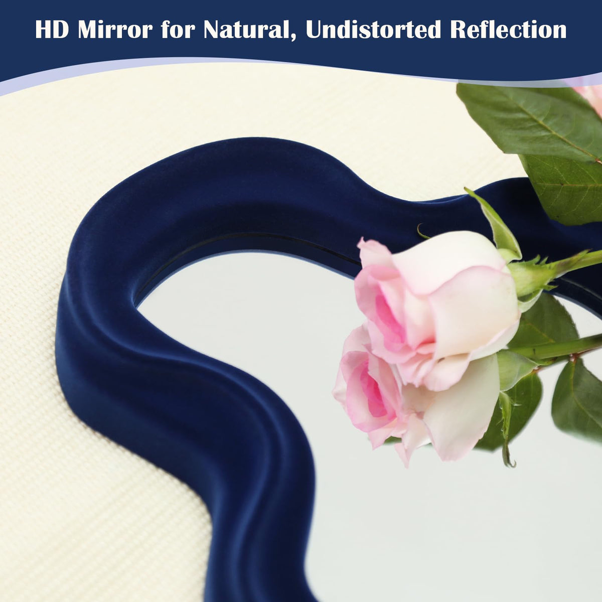 Irregular Wall Mirror Living Room Decor, Decorative Wavy Funky Mirrors with Flocking Touch, Modern Asymmetrical
