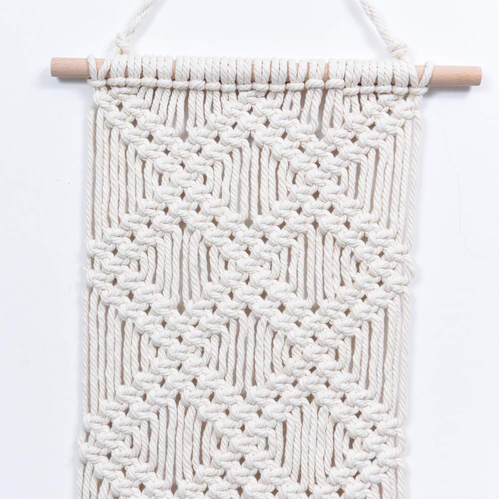 Macrame Wall Hanging - Boho Chic Woven Tapestry - Modern Rustic Wall Art Home Decor - Apartment Dorm Bedroom Nursery