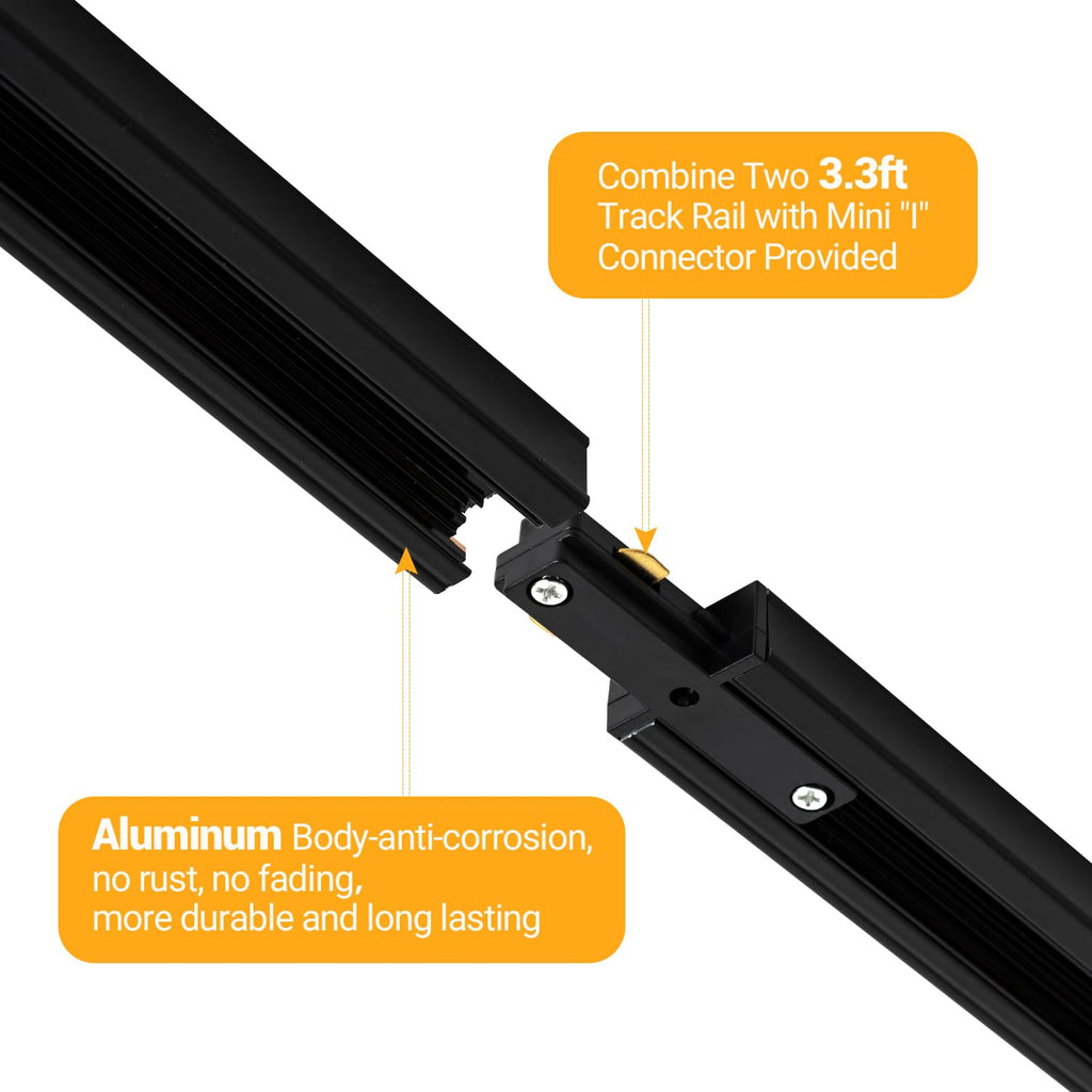 13FT H Track Lighting Rails Kit, Black