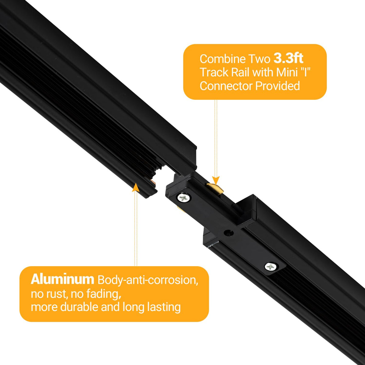 13FT H Track Lighting Rails Kit, Black