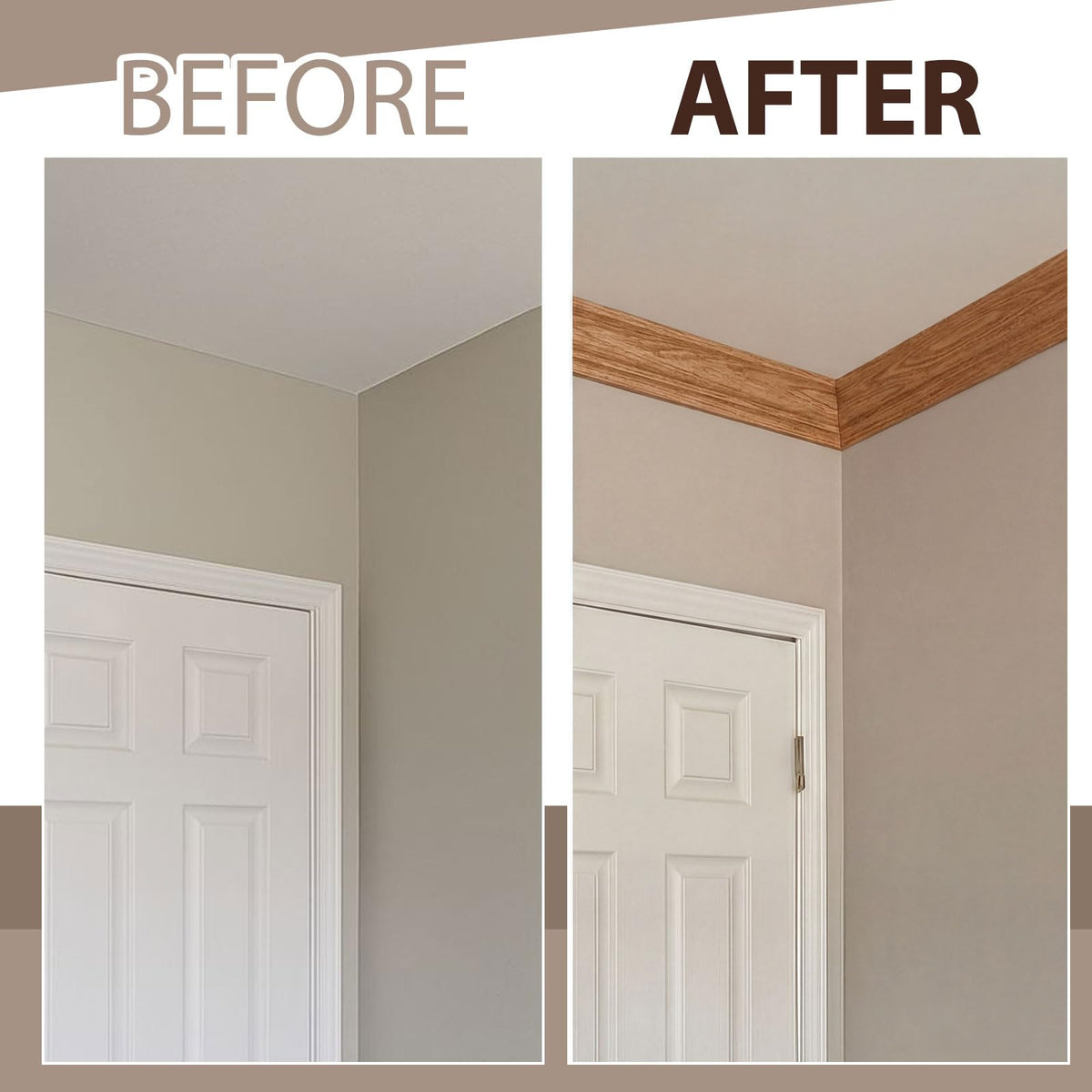 2 Pack Solid Red Oak Hardwood Crown Molding Trim 47" x 3/4" x 3-5/8" Real Wood Colonial Ceiling Molding, Unfinished &