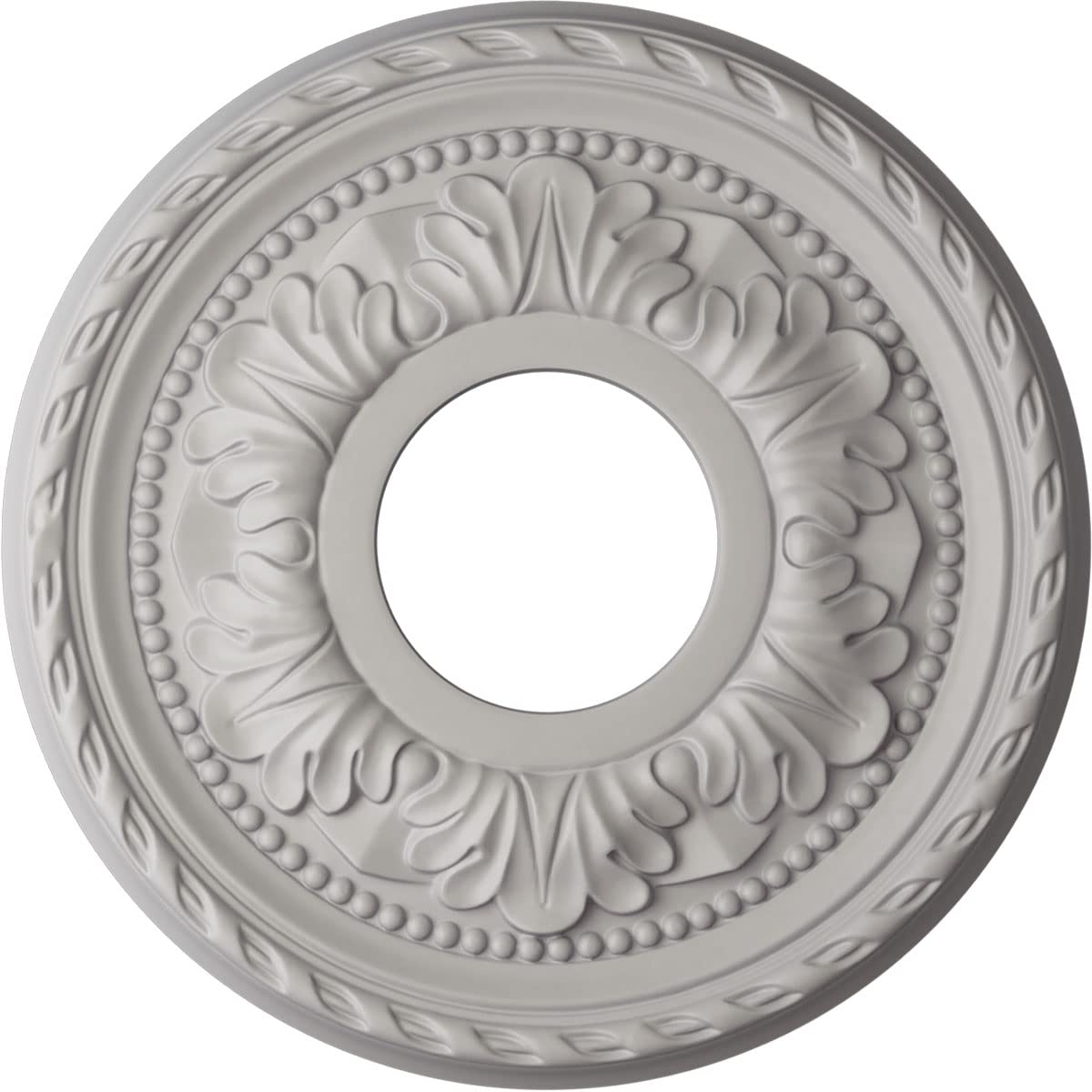 11-3/8" x 3-5/8" x 7/8" Palmetto Ceiling Medallion, Ultra Pure White