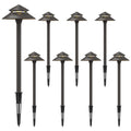 Pathway Lights Kits 3W LED 8PK Outdoor Low Voltage Landscape Lighting 180 Lumen Hardwired 2 Tier Pagoda Path Light