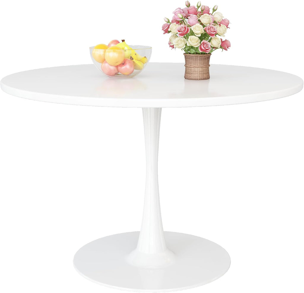 Inspired Saarinen Style Tulip Round Pedestal Dining Table — White, 39″ Round
