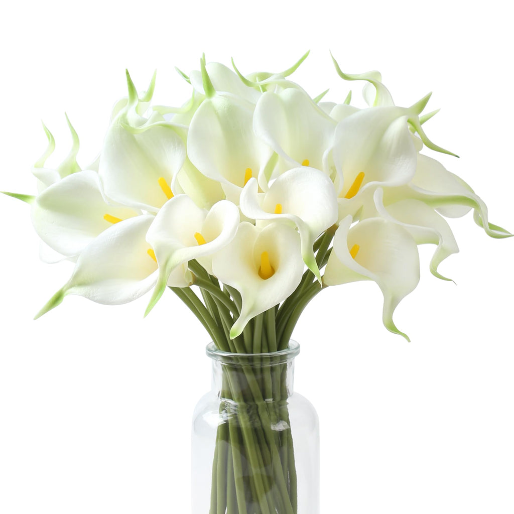 24 Pcs Fake Flowers White Artificial Calla Lily