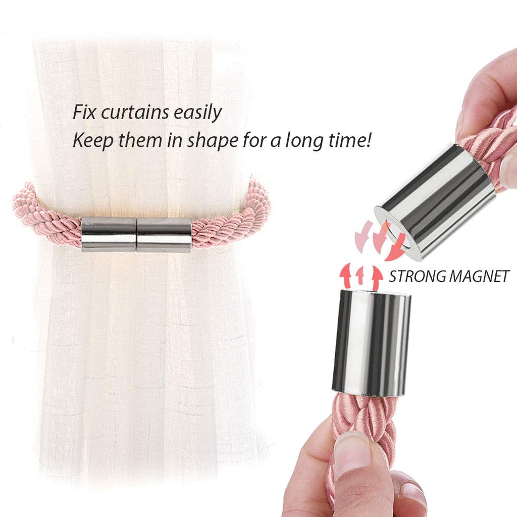 Strong Magnetic Curtain Tiebacks Modern Simple Style Drape Tie Backs Convenient Decorative Weave Rope Curtain - 4 Pack
