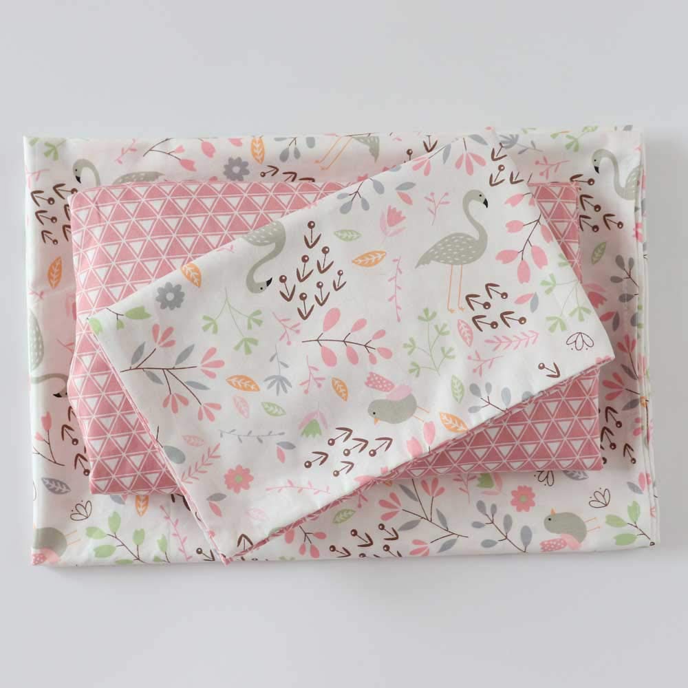 3Pcs Cotton Crib Bedding Set Duvet Cover Fitted Sheet Pillowcase
