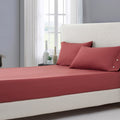100% Long Staple Natural Cotton Soft Solid Coral Fitted Sheet Bed Sheet Set 15" Deep Pocket Size-1 Fitted