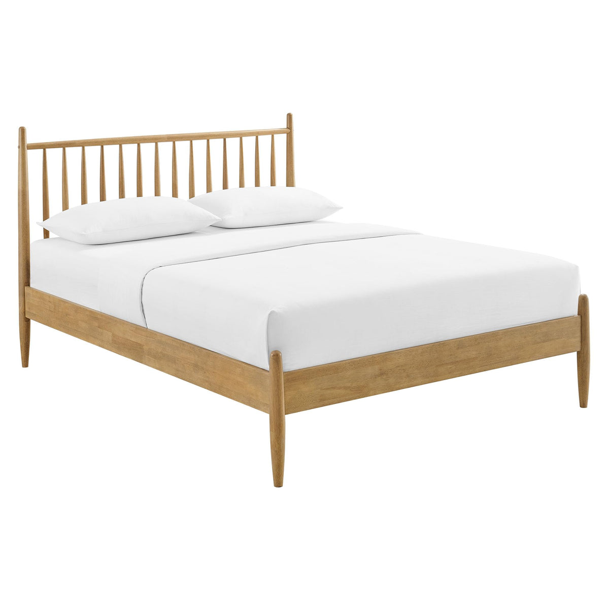 Zane King Size Spindle Bed in Light Oak - Solid Wood Platform Bed Frame with Headboard, No Box Spring Needed