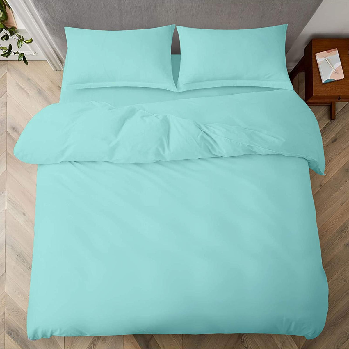 600-TC Hotel Long Staple Premium Microfiber Super 108x98 Size 3-Pieces Duvet Cover Set Hidden Zipper Closer &