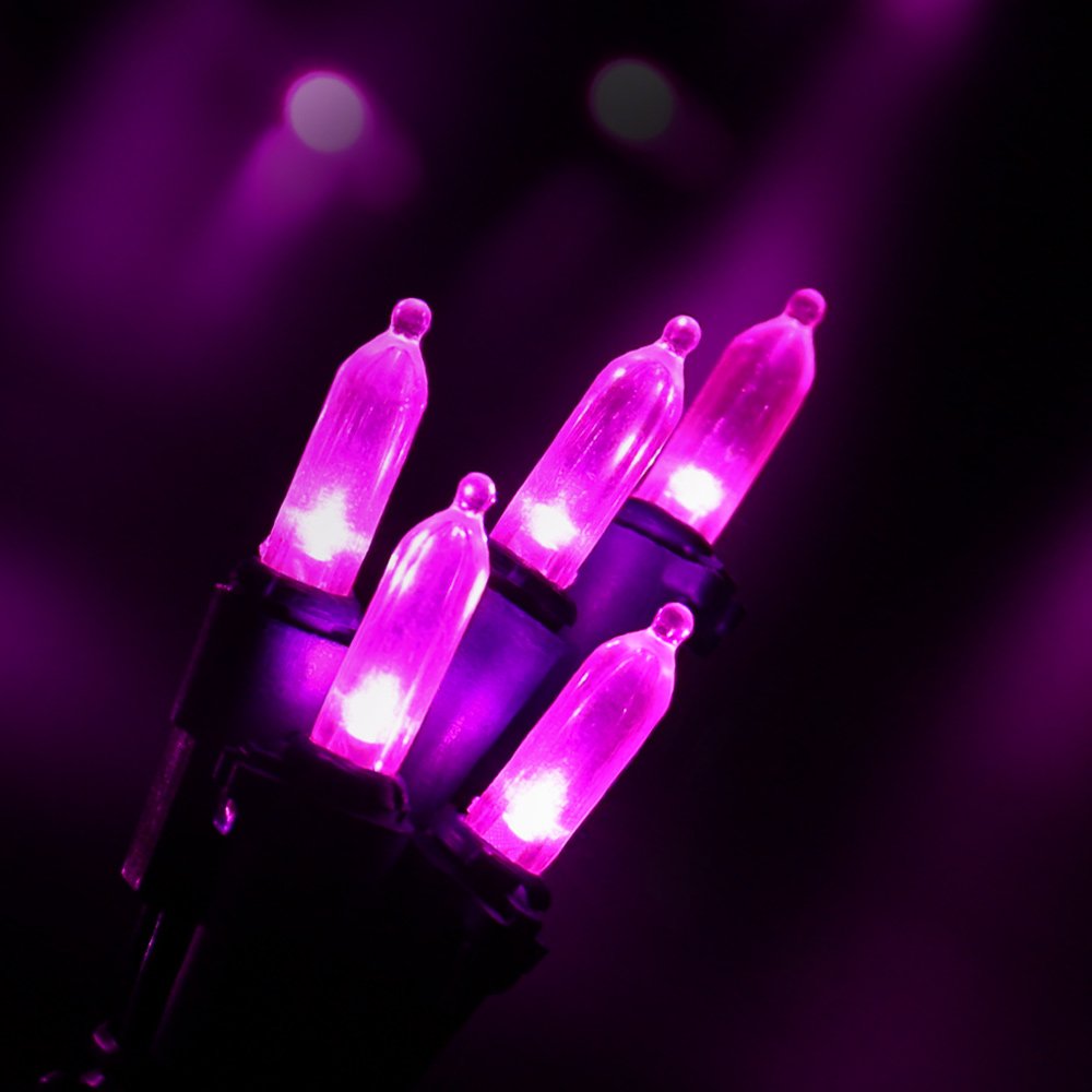 Pink Christmas String Lights Connectable, 33 ft 100 LED Tree Light