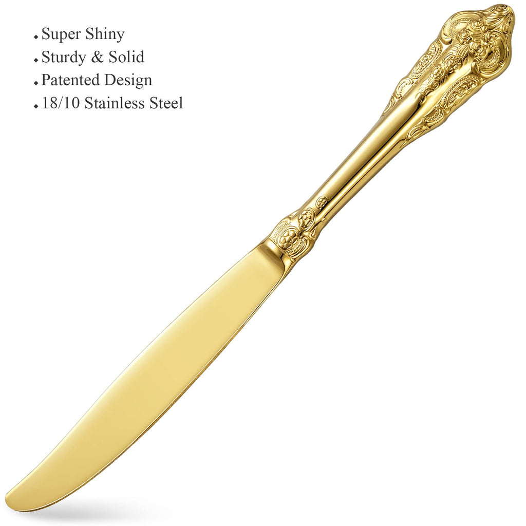 Luxury 45-Piece 18/10 Stainless Steel Flatware Set (Gold)