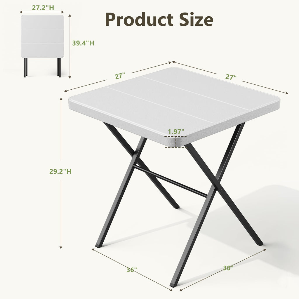 Table Set with 2 Pack Folding Chairs, No Assembly Portable Event Table and Chairs Set, Heavy Duty Foldable Card Table