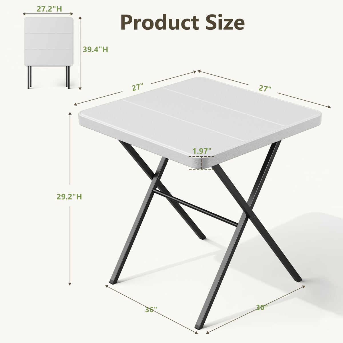 Table Set with 2 Pack Folding Chairs, No Assembly Portable Event Table and Chairs Set, Heavy Duty Foldable Card Table