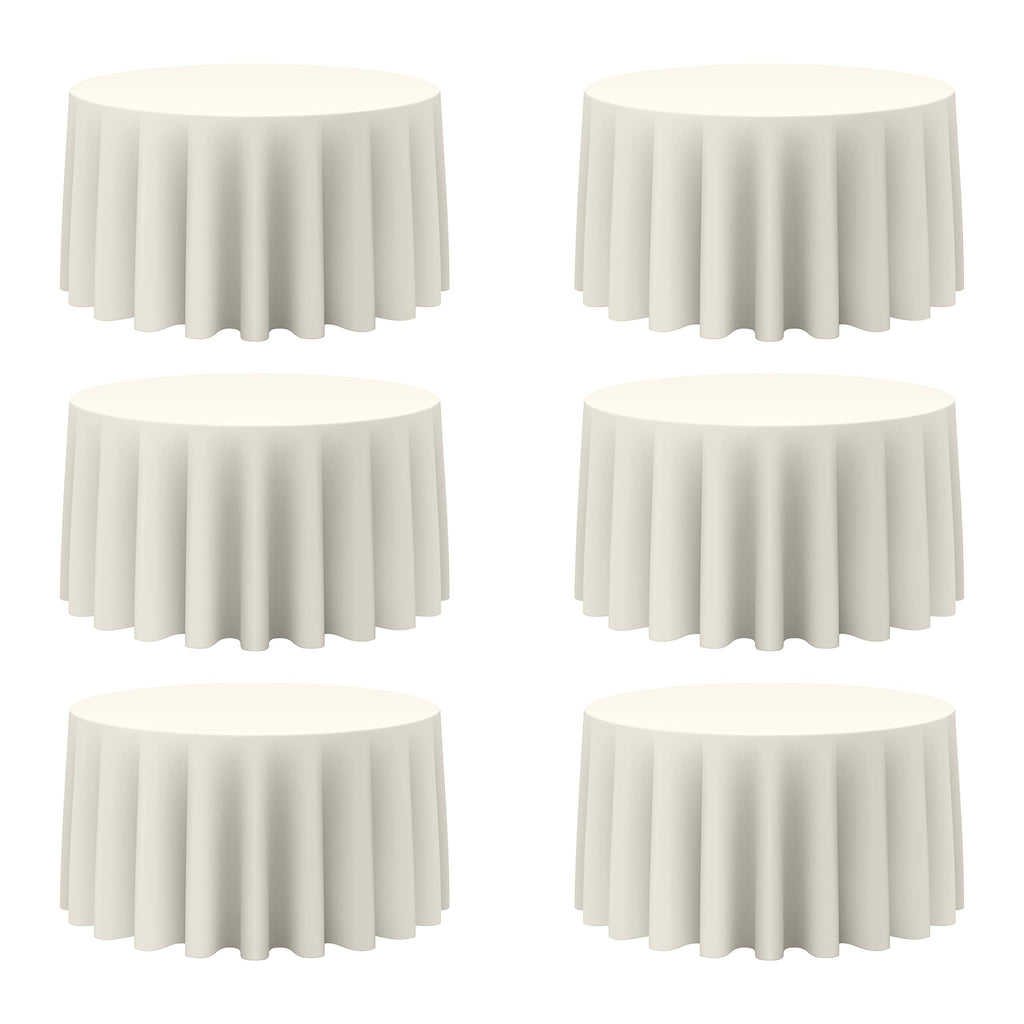 6 Pack Ivory Round Tablecloths 120 Inch for 60" Tables