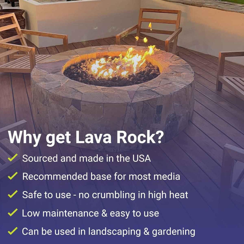 Fire Products | Medium Lava Rock, 1/2" - 1" | Use in Fireplace, Fire Pit or Bowl | Outdoor & Indoor Volcanic Rock for