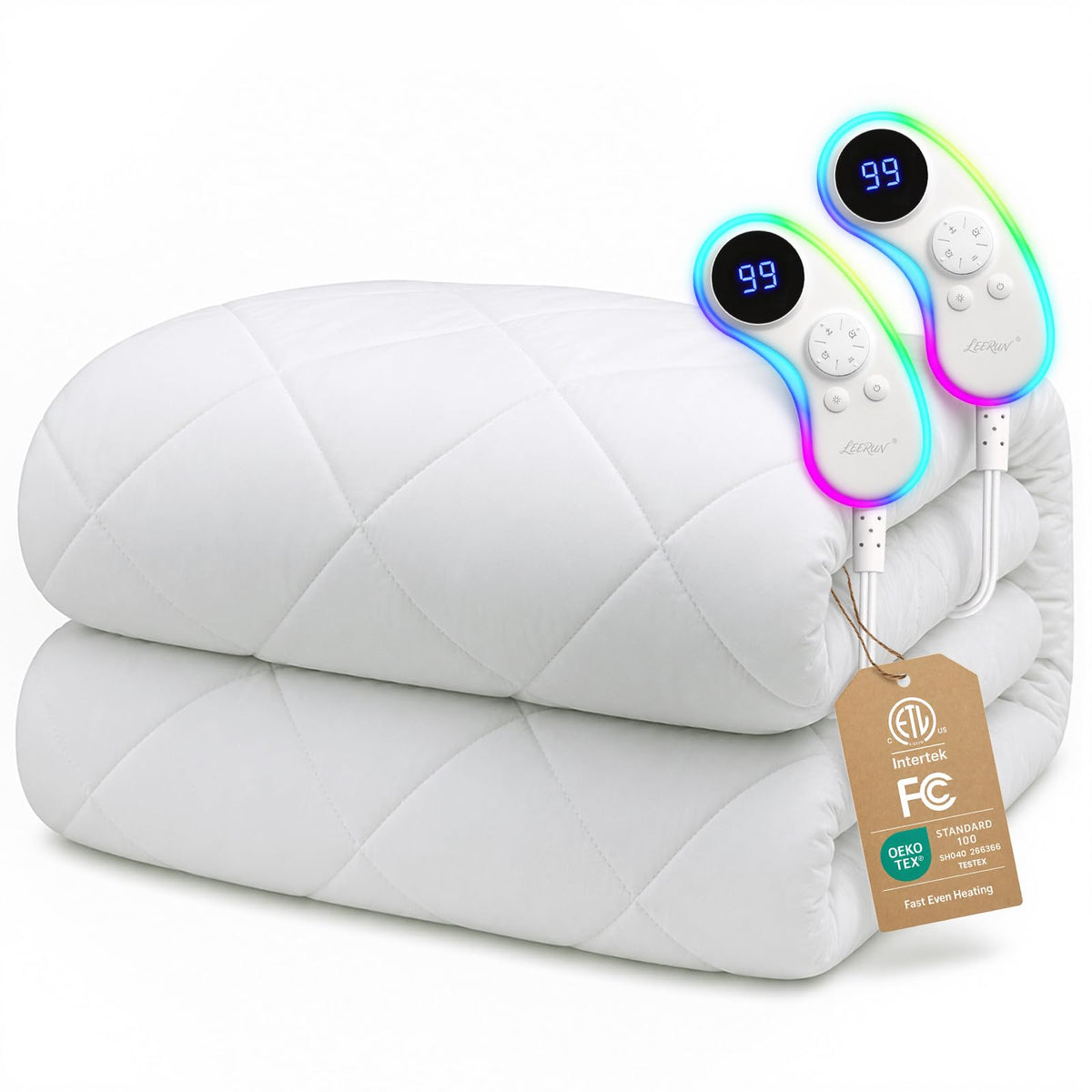 Heated Mattress Pad : Even Fast Heating 125.6°F Dual Control